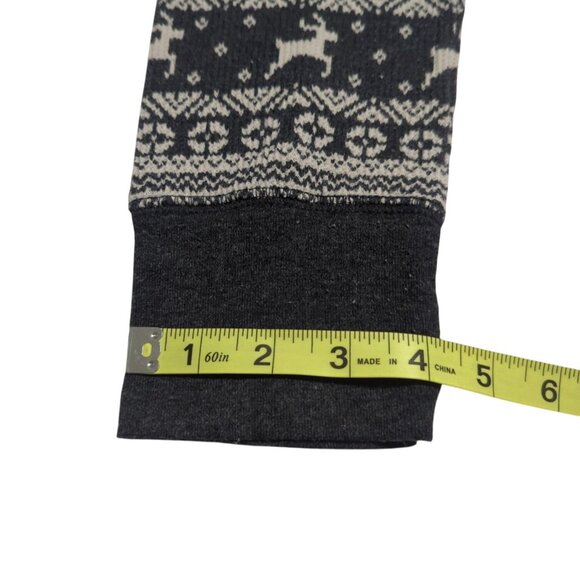 Old Navy Womens Fair Isle Reindeer Print Thermal Leggings M Black/White - Picture 8 of 8